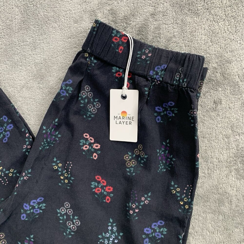 Marine Layer Kiley Pants Womens XS Black India Floral Print Casual Wide Leg Boho - Picture 2 of 14